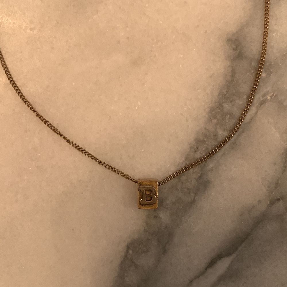 Gold metal letter ‘B’ necklace
